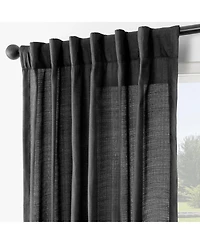 Rustic Weave Linen Curtains (2 Panels) Sheer Window Panel Set, Rod Pocket Curtains