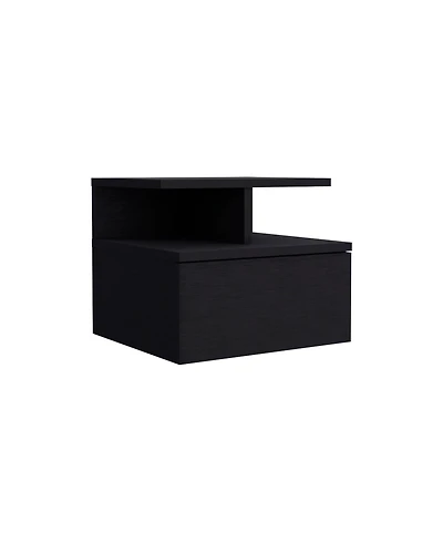Minimalist Floating Faux Wood Nightstand with Storage Drawer