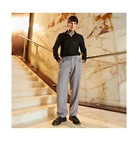 Campus Sutra Men's Coin Grey Pinstriped Chino Trousers