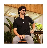 Campus Sutra Men's Onyx Black Seamless Cuboid Polo T-Shirt