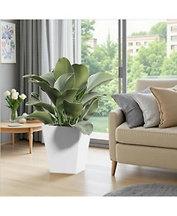 18" Metal Tapered Planter - Burnished White