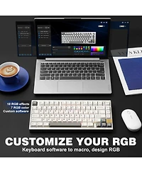 Yunzii AL75 Wireless Mechanical Gaming Keyboard,Full Aluminum Cnc,75% Layout,Bt/2.4G/Wired,Hot Swap,Creamy Switches,Tkl Gasket,Rgb Backlight,Programma
