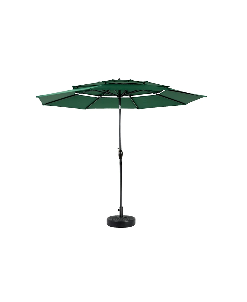 9ft 3-Tier Auto-Tilt Patio Umbrella - Dark Green (Base Not Incl.)