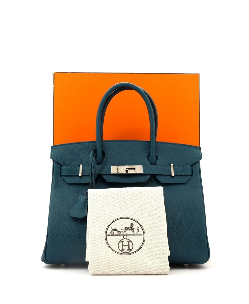 Pre-Owned Hermes Birkin Handbag Epsom with Palladium Hardware