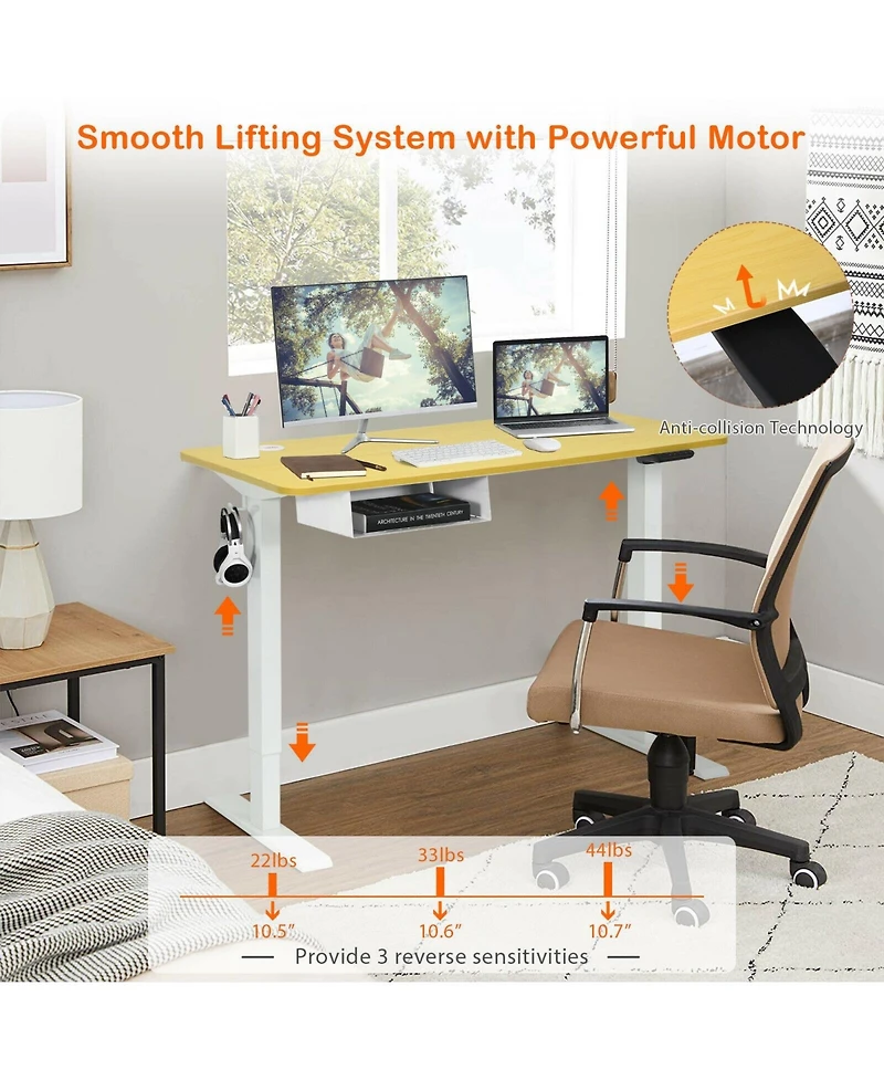 48-Inch Electric Standing Adjustable Desk with Control Panel and Usb Port
