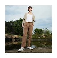 Campus Sutra Men's Chocolate Brown Veined Tailored Trousers