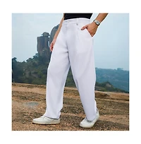 Campus Sutra Men's Cream White Straight-Fit Ribbed Trousers