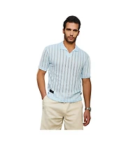 Campus Sutra Men's Baby Blue Duo-Striped Relaxed Polo T-Shirt