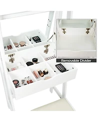 Vanity Desk Set with Flip Top Mirror, Hidden Storage Compartments and Cushioned Stool