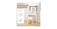 Makeup Vanity Desk with Mirror and Adjustable Storage Shelves