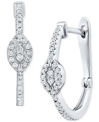 Diamond Cluster Small Hoop Earrings (1/3 ct. t.w.) in 10k White Gold