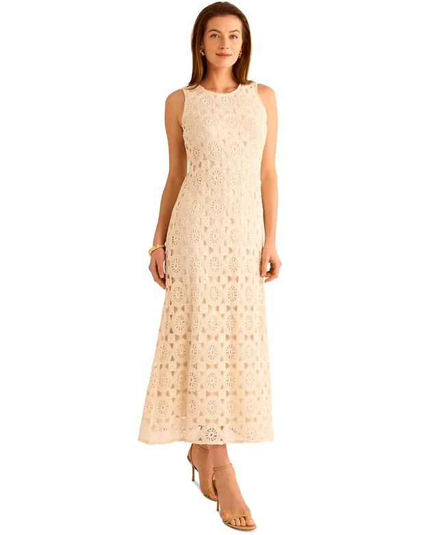 vince crochet dress VINCE. Crochet-Knit Cotton-Blend Midi Dress