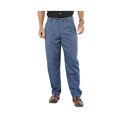 Campus Sutra Men's Steel Blue Tailored Linen-Blend Trousers
