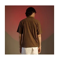 Campus Sutra Men's Chocolate Brown Ribbed Oversized Polo T-Shirt