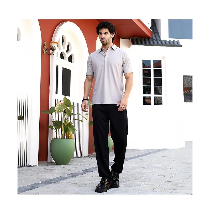 Campus Sutra Men's Saltbox Beige Seamless Cuboid Polo T-Shirt