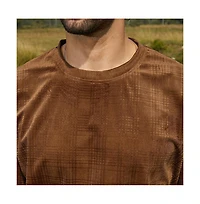 Campus Sutra Men's Chocolate Brown Tartan-Plaid Oversized T-Shirt