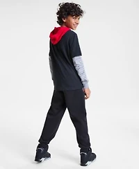 Jordan Big Boys Gametime Layered Look Hoodie Chenille Patch Pants