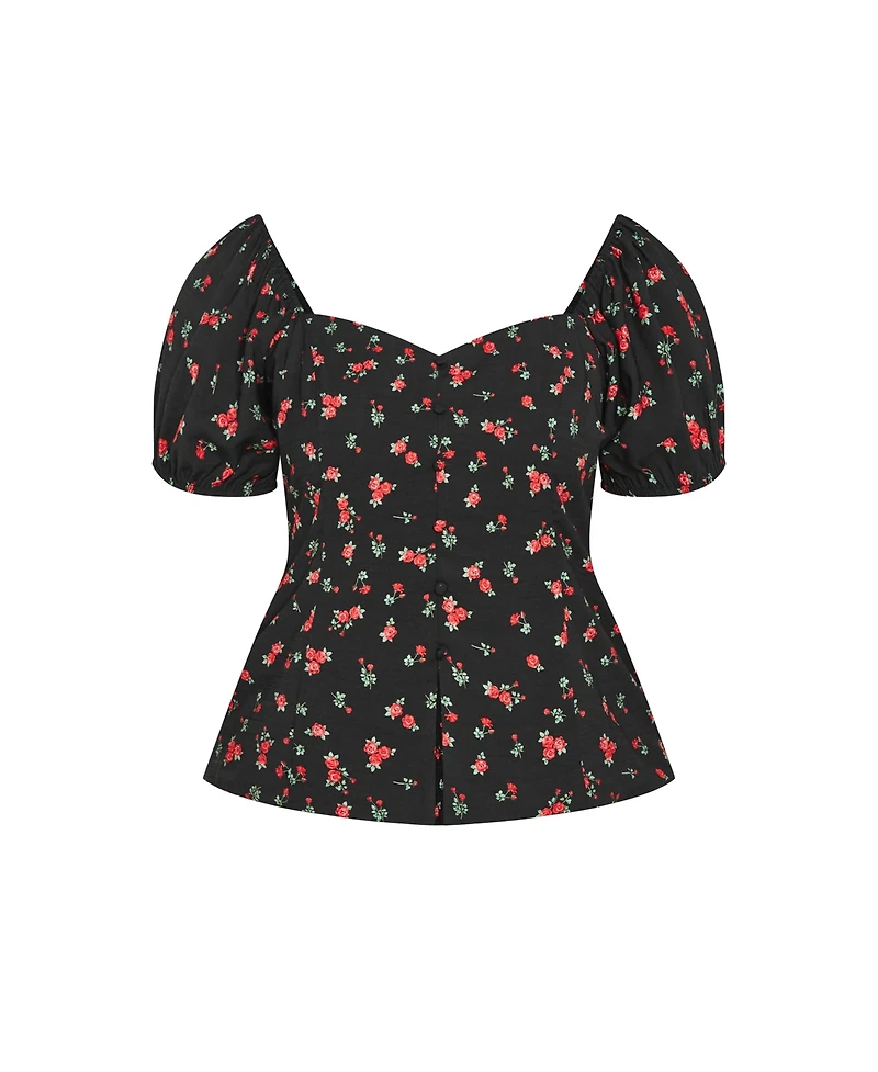 City Chic Plus Daydreamer Print Top