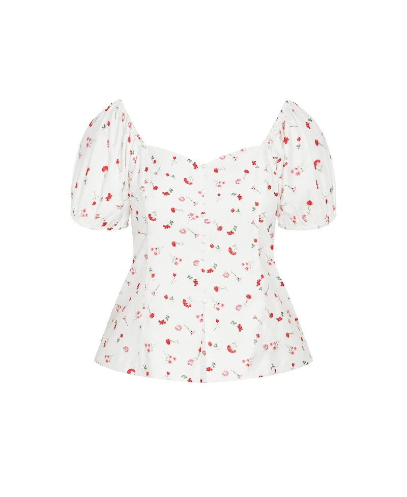 City Chic Plus Daydreamer Print Top