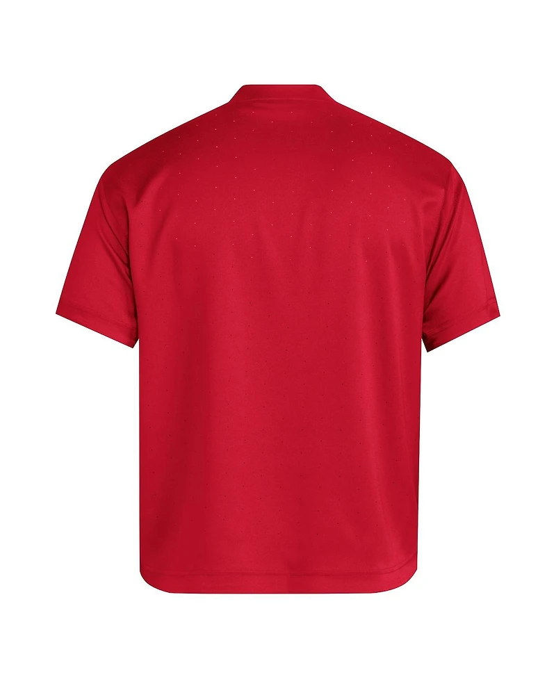 Adidas Men's Red Nebraska Huskers Dugout Coaches Adizero Notch Neck Pullover Sweatshirt