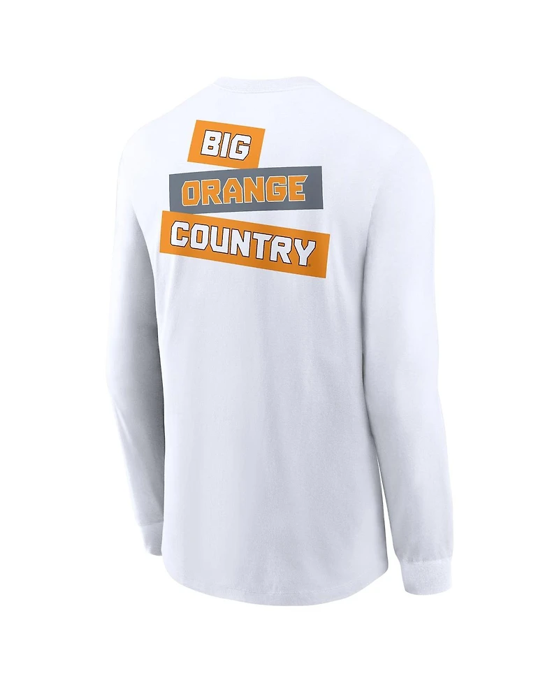 Nike Men's White Tennessee Volunteers Two-Hit Classic Location Long Sleeve T-Shirt
