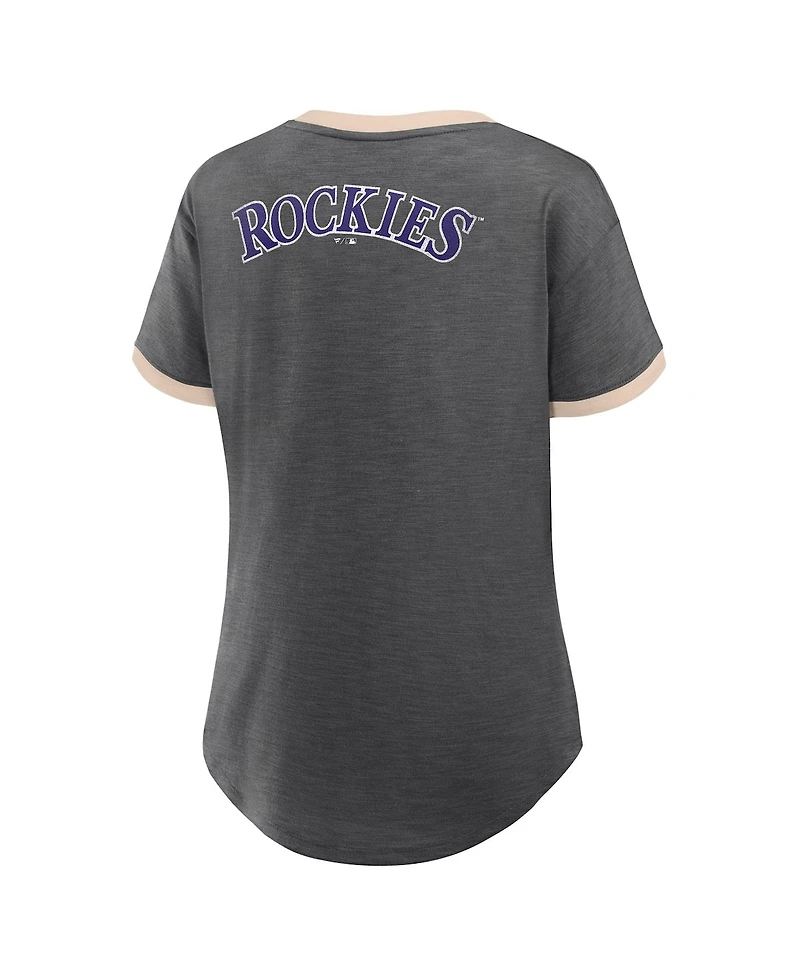 Fanatics Women's Black Colorado Rockies Binge Worthy Stadium Slub V-Neck T-Shirt