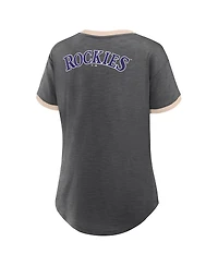 Fanatics Women's Black Colorado Rockies Binge Worthy Stadium Slub V-Neck T-Shirt