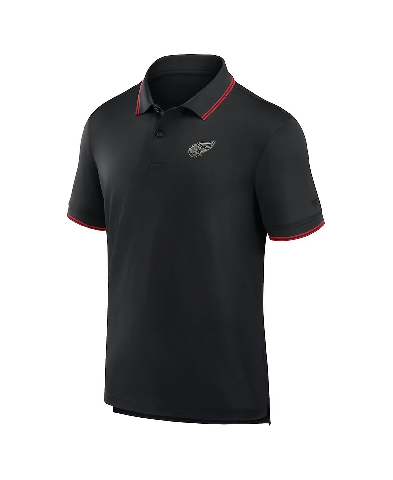 Fanatics Men's Black Detroit Red Wings Front Office Move Mono Polo Shirt