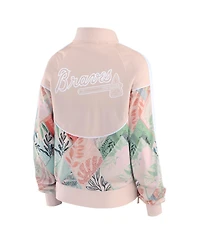 Wear by Erin Andrews Women's Sand Atlanta Braves Raglan Full-Zip Track Jacket