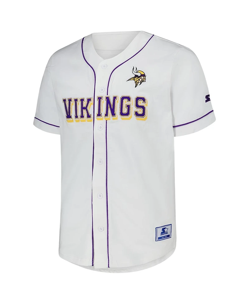 Starter Men's White Minnesota Vikings Relay Full-Button Baseball Jersey