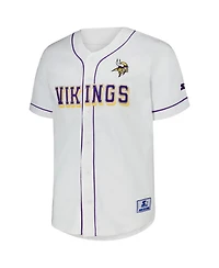 Starter Men's White Minnesota Vikings Relay Full-Button Baseball Jersey