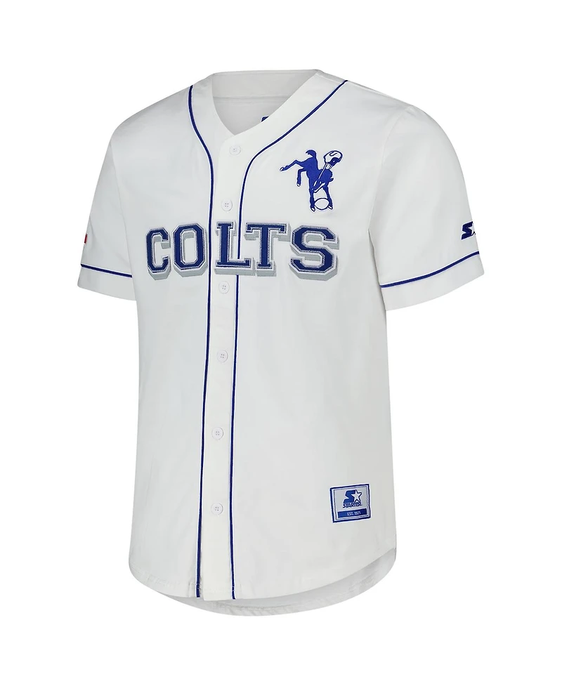 Starter Men's White Indianapolis Colts Relay Vintage Full-Button Baseball Jersey