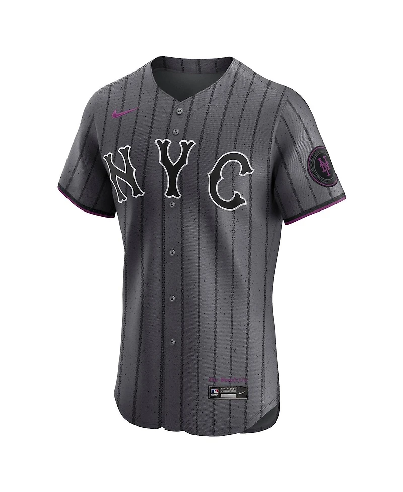 Nike Men's Francisco Lindor Gray New York Mets City Connect Elite Jersey