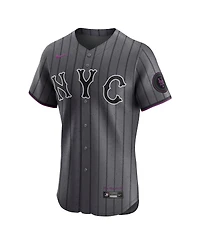 Nike Men's Francisco Lindor Gray New York Mets City Connect Elite Jersey