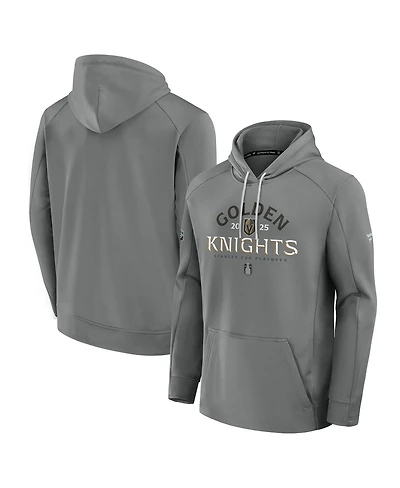 Fanatics Men's Gray Vegas Golden Knights 2025 Stanley Cup Playoffs Authentic Pro Rink Fly Fleece Pullover Hoodie