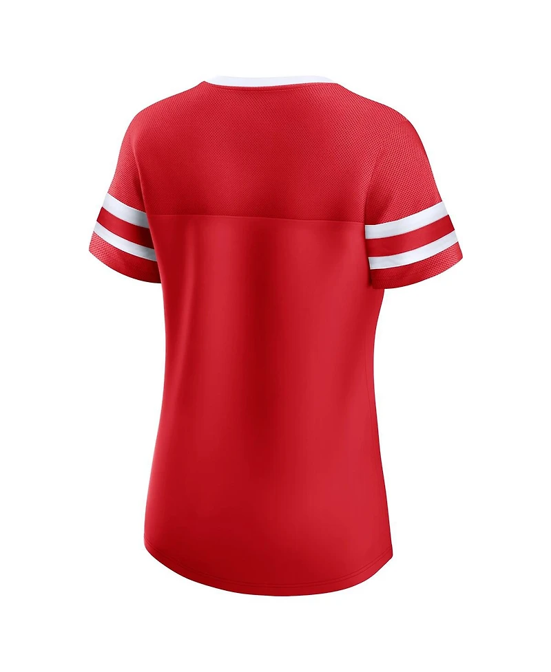 Fanatics Women's Red Wisconsin Badgers Iconic Athena Lace-Up T-Shirt