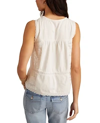 Lucky Brand Women's Lace-Trim Embroidered Cotton Sleeveless Top