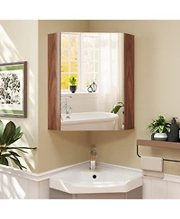 Corner Medicine Cabinet with Mirror with Open Mirror Door and Adjustable Shelf