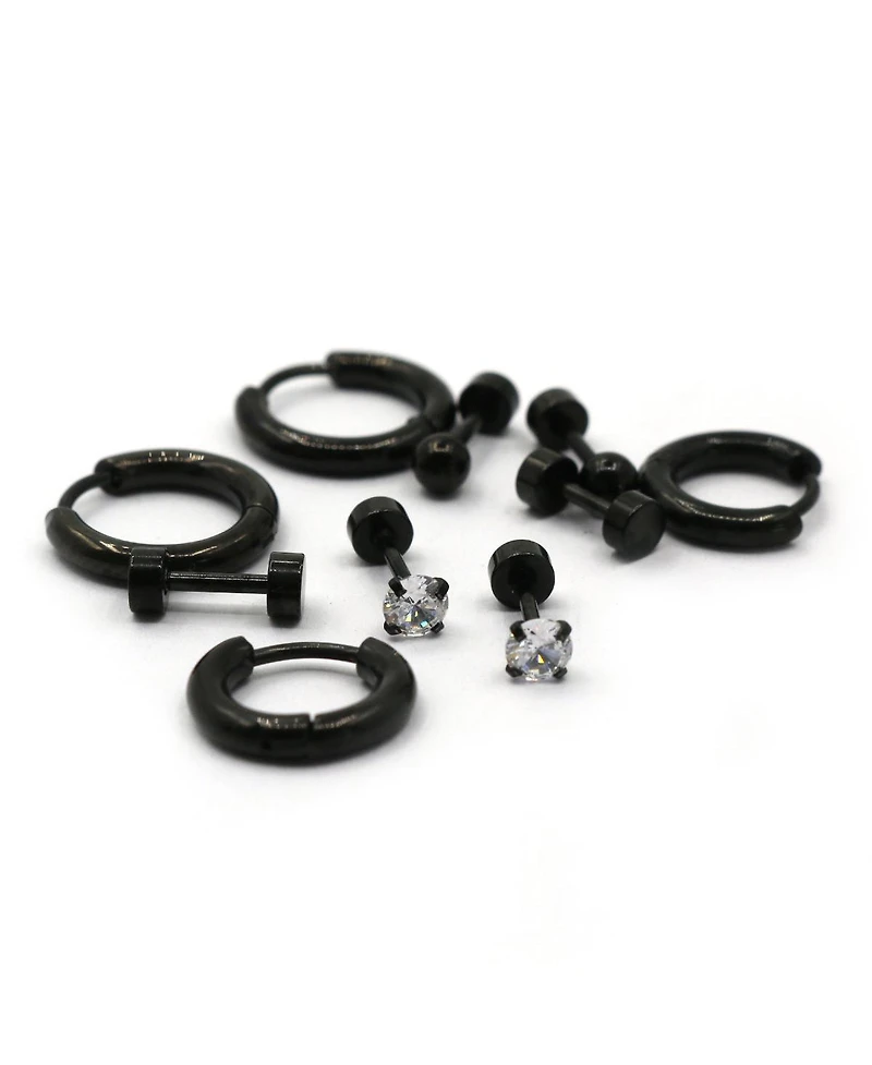 Set of 5 Stainless Steel Earrings: Hoops and Studs
