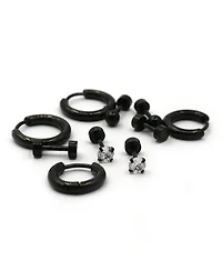 Set of 5 Stainless Steel Earrings: Hoops and Studs