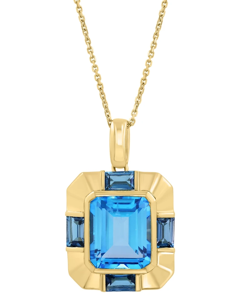 Effy Blue Topaz (7-5/8 ct. t.w.) & London Blue Topaz (1-3/8 ct. t.w.) 18" Pendant Necklace in 14k Gold-Plated Silver