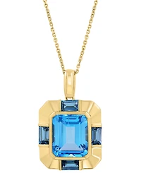 Effy Blue Topaz (7-5/8 ct. t.w.) & London Blue Topaz (1-3/8 ct. t.w.) 18" Pendant Necklace in 14k Gold-Plated Silver