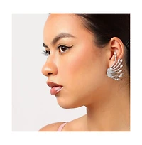 Sohi Silver-Plated Rhinestones Stud Earrings