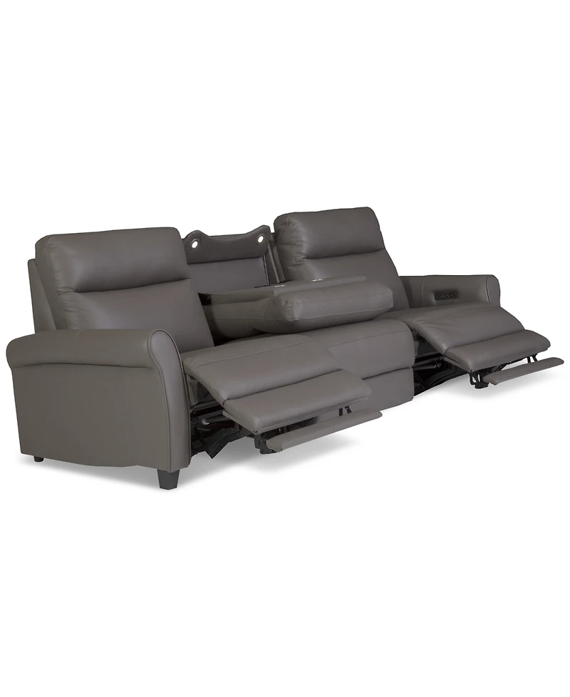 Thandler 3-Pc. Leather Sofa with 2 Power Recliners and 1 Drop Down Table, Exclusively at Macy's