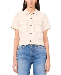 Vince Camuto Women's Flap-Pocket Short-Sleeve Top