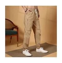 Campus Sutra Men's Khaki Brown Parachute Utility Trousers