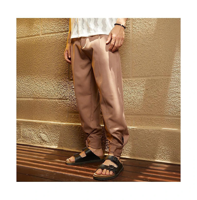 Campus Sutra Men's Tan Brown Panelled Gurkha Trousers