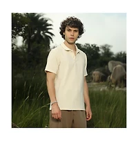 Campus Sutra Men's Banana Yellow Flatten-Ruched Polo T-Shirt