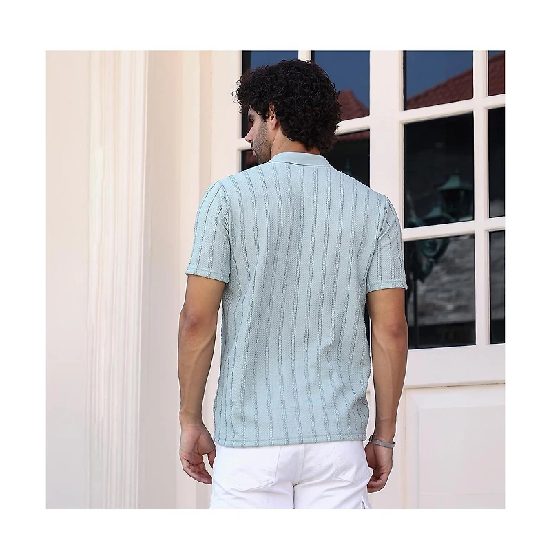 Campus Sutra Men's Mint Green Wicker-Tactile Polo T-Shirt