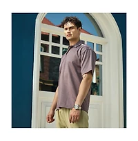 Campus Sutra Men's Pastel Purple Scratch-Tactile Polo T-Shirt
